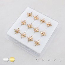 DAZZLING MULTI MARQUISE CUT CZ FLOWER CLUSTER POLISH 316L SURGICAL STEEL L-SHAPE NOSE RING BOX